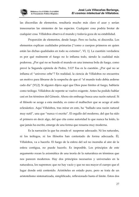 El cosmos intelectual de Villalobos. Sobre el carácter de la primera ...