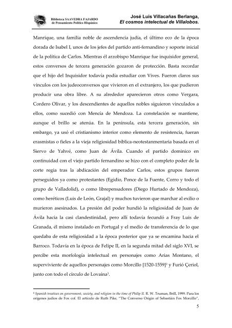 El cosmos intelectual de Villalobos. Sobre el carácter de la primera ...