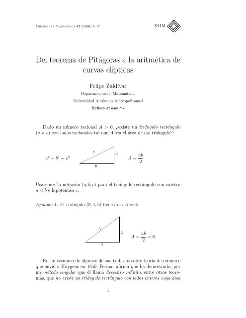 Del teorema de Pitágoras a la aritmética de las curvas elípticas