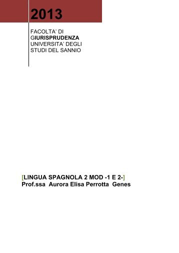 LINGUA SPAGNOLA 2 MOD-1 e 2 - Università del Sannio