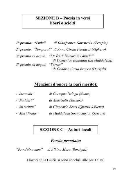 Premio Biennale di Poesia in Lingua Sarda “A pes de ... - Luigi Ladu