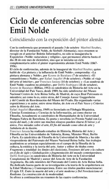 Ciclo de conferencias sobre Emil Nolde - Fundación Juan March