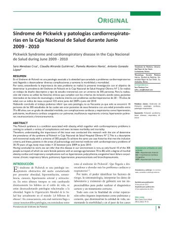 Síndrome de Pickwick y patologías cardiorrespirato - SciELO