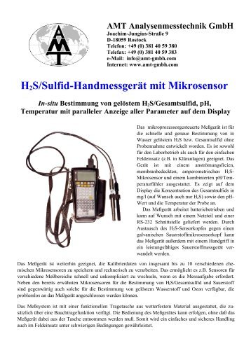 H2s/Sulfid-Handmessgerät mit Mikrosensor - AMT ...
