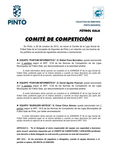 Sanciones comité de competición