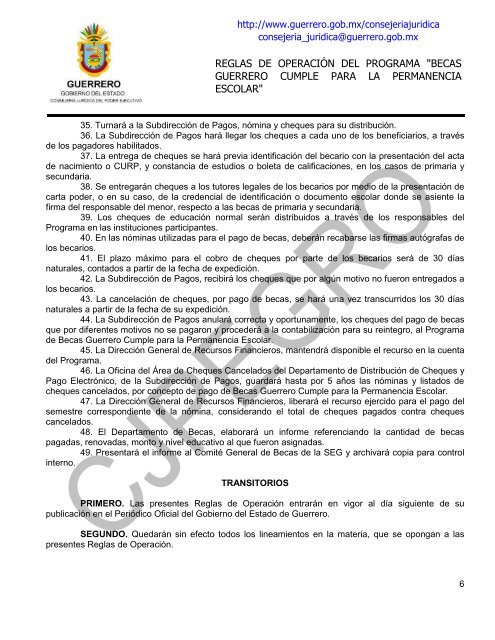 reglas de operación del programa "becas guerrero cumple para la ...