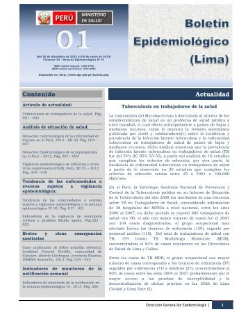 Boletin Epidemiologico Nº 01-1 - Dirección General de Epidemiología