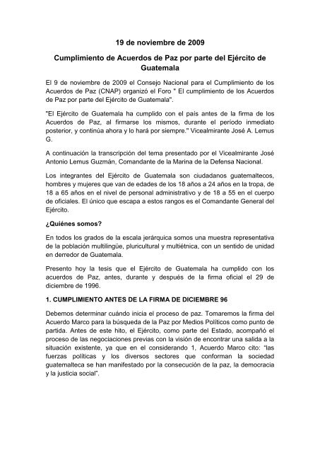 Boletín informativo No. 5-2013, CREOMPAZ. - Ministerio de la ...