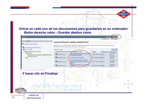 Cómo descargar Pliegos / Presentar Ofertas - Metro de Madrid