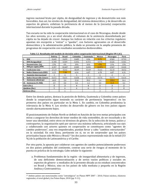 ¿MISION CUMPLIDA? EVALUACIÓN DEL PROGRAMA DE ... - Novib