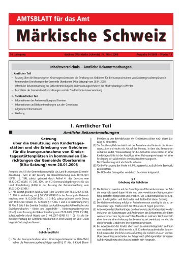 AMTSBLATT für das Amt Märkische Schweiz