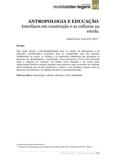 Interfaces em construção e as culturas na escola. - cchla