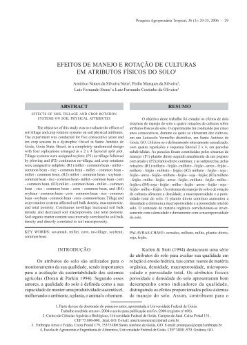 Efeitos de manejo e rotação de culturas em atributos físicos do solo