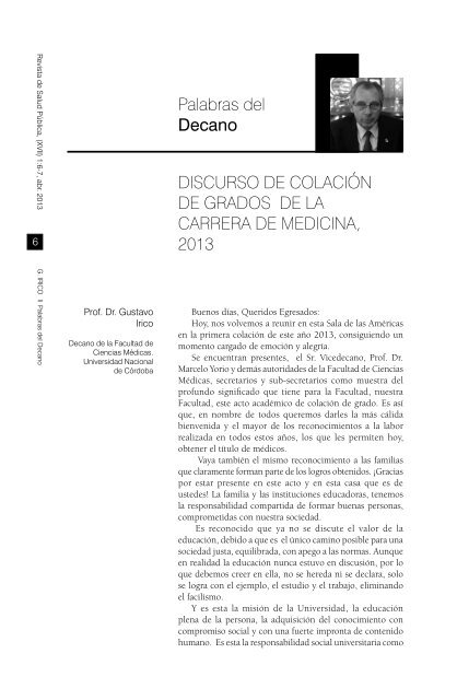 Palabras del Decano Discurso De colación De graDos De la carrera ...