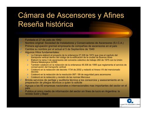 Cámara de Ascensores y Afines Legislación de Ascensores ... - facara