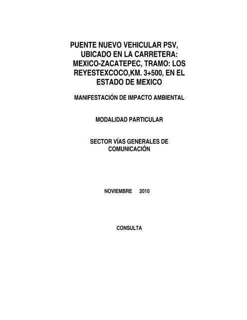 los reyestexcoco,km. 3+500, en el estado de mexico - sinat - Semarnat