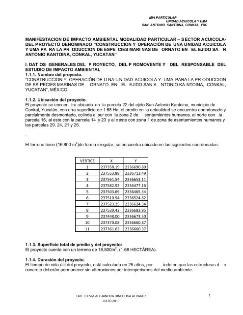 manifestacion de impacto ambiental modalidad ... - sinat - Semarnat