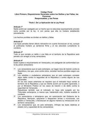 Código Penal - CIANZ Centro de Ingenieros del Estado Anzoátegui