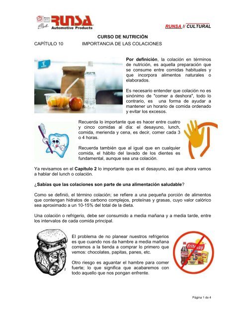 importancia de las cuatro comidas