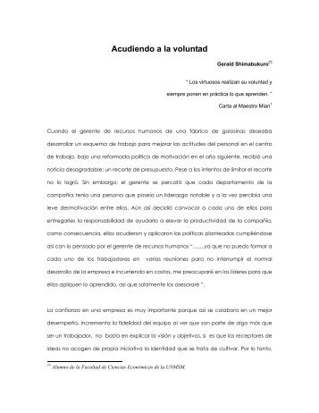 Acudiendo a la voluntad - Facultad de Ciencias Económicas