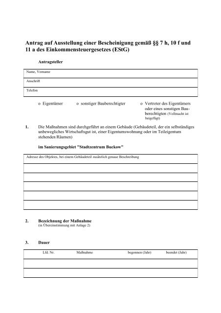 Antrag Auf Ausstellung Einer Bescheinigung Für Den Lohnsteuerabzug Antrag auf Ausstellung einer Bescheinigung gemäß §§ 7 h, 10 f und