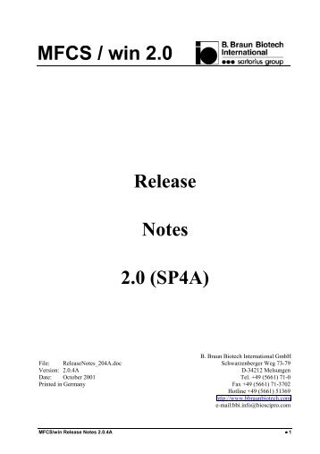 Release Notes 204A - Sartorius