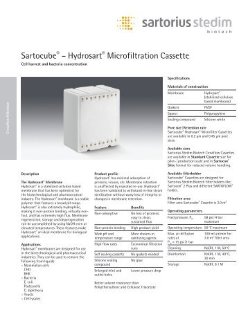 Sartocube® – Hydrosart® Microfiltration Cassette - Sartorius