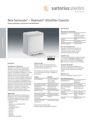 Data Sartocube Hydrosart-Ultraf SPC2047-e