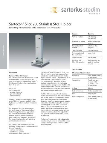 Data Sartocon Slice200 Filter Holder SPC2039-e - Sartorius