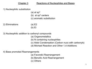 Chapter 3 Reactions of Nucleophiles and Bases 1) Nucleophilic ...