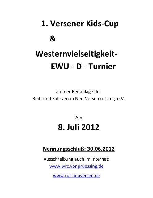 1. Versener Kids-Cup & Westernvielseitigkeit ... - RuF Neu-Versen