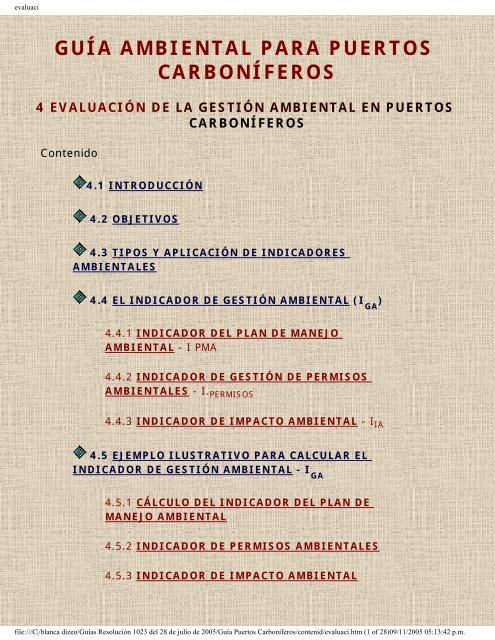 Guía ambiental para puertos carboníferos. - Ministerio de Ambiente ...