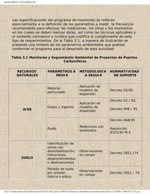 Guía ambiental para puertos carboníferos. - Ministerio de Ambiente ...