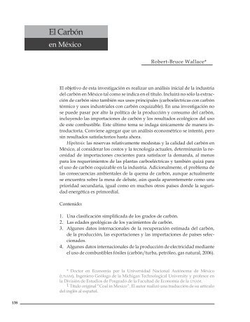 El carbón en México - Facultad de Economía - UNAM