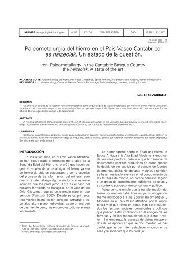 Paleometalurgia del hierro en el País Vasco Cantábrico ... - Aranzadi