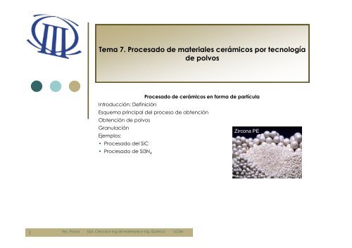 Esquema general de procesado de los materiales cerámicos