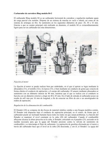 -1- Carburador de corredera Bing modelo 84-2 El carburador Bing ...