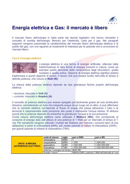 Energia elettrica e Gas: il mercato è libero (manuale in pdf) - CEnPI