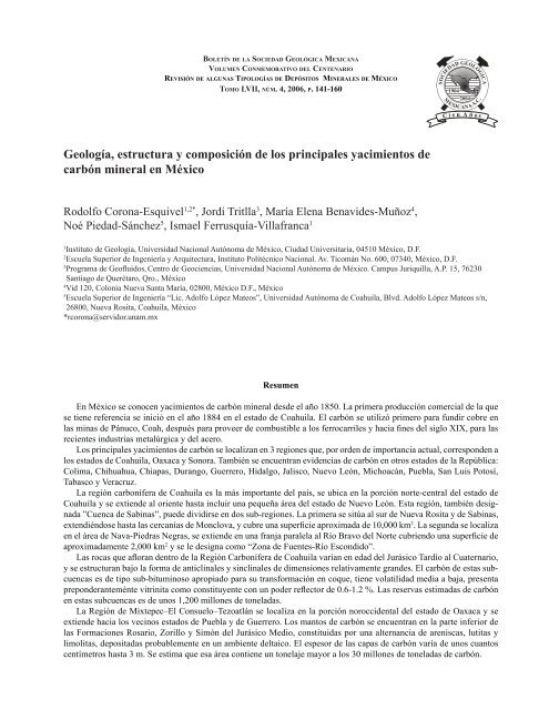 Geología, estructura y composición de los principales yacimientos ...