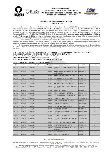 EDITAL Nº 015/2013 - Universidade Estadual do Centro-Oeste