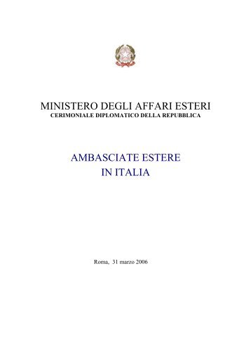 Elenco Ambasciate - Visti consolato