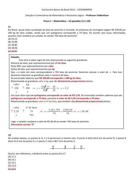 Escriturário Banco do Brasil 2012 – (CESGRANRIO) Solução e ...