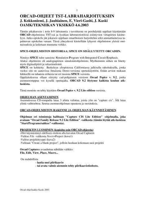 Ohje 1 - Tekniikan yksikkö - Oamk