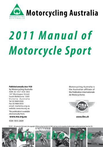 2011 Manual of Motorcycle Sport - Motorcycling Australia