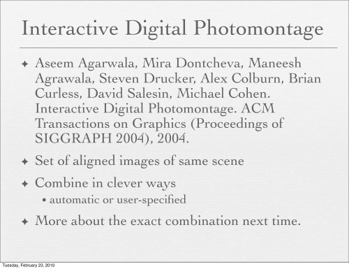 Digital image stabilization - Computer Graphics Laboratory