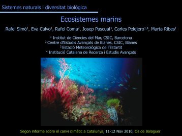 Ecosistemes marins - Generalitat de Catalunya