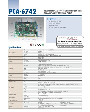 5-32 Features PCA-6742 Advantech EVA-X4300 ISA Half-size SBC ...