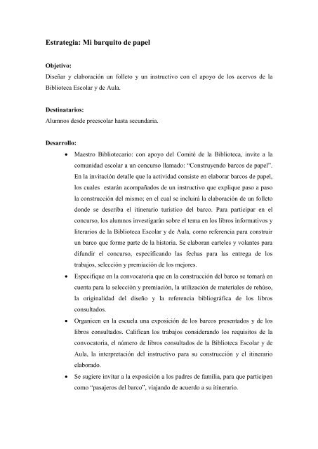 Estrategia: Mi barquito de papel - Secretaría de Educación Jalisco