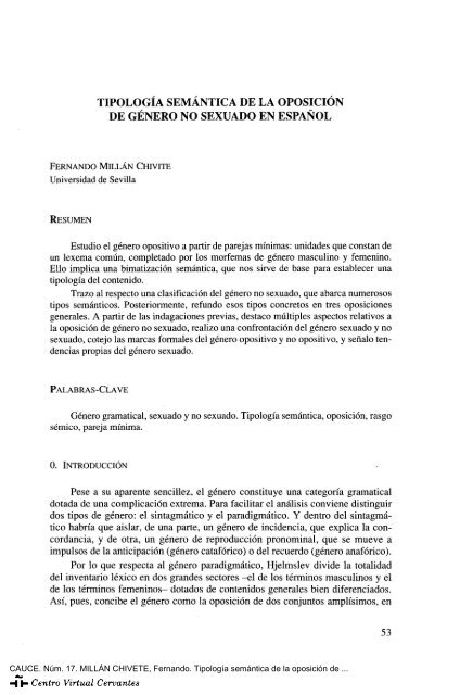 Tipología semántica de la oposición de género no sexuado en ...