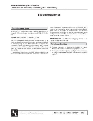 Boletin de Especificaciones 911-31S - S&C Electric Company